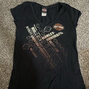 Harley-Davidson Black Short Sleeve Logo Tee with Orange Badge